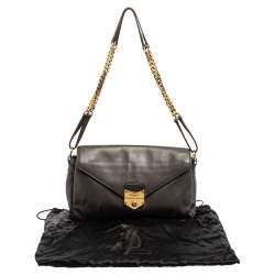 Pre Owned حقيبة كتف أيف سان لوران داندي جلد رمادي