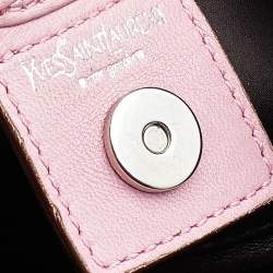 Pre Owned Yves Saint Laurent Pink Canvas And Leather Vincennes Mombasa Hobo