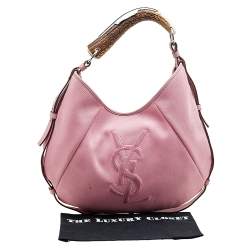 Pre Owned Yves Saint Laurent Pink Canvas And Leather Vincennes Mombasa Hobo
