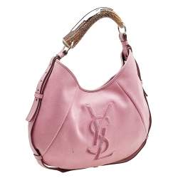 Pre Owned Yves Saint Laurent Pink Canvas And Leather Vincennes Mombasa Hobo