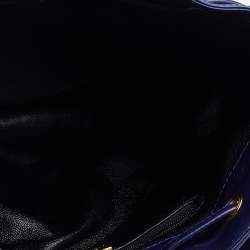 Pre Owned Yves Saint Laurent Blue Leather Vintage Drawstring Bucket Bag