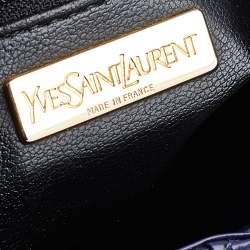 Pre Owned Yves Saint Laurent Blue Leather Vintage Drawstring Bucket Bag