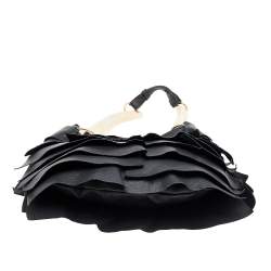 مملوكة مسبقًا حقيبة هوبو إيف سان لوران سان. تروبيز جلد أسود بقرون 