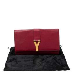 Pre Owned Yves Saint Laurent Red Leather Y-Ligne Clutch