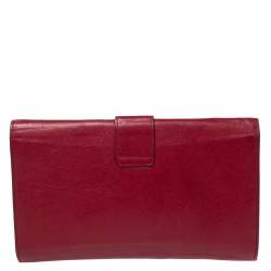 Pre Owned Yves Saint Laurent Red Leather Y-Ligne Clutch