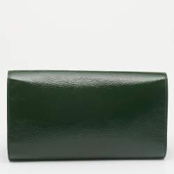 Pre Owned Yves Saint Laurent Dark Green Patent Leather Belle De Jour Clutch