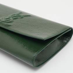 Pre Owned Yves Saint Laurent Dark Green Patent Leather Belle De Jour Clutch