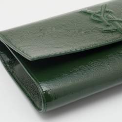Pre Owned Yves Saint Laurent Dark Green Patent Leather Belle De Jour Clutch
