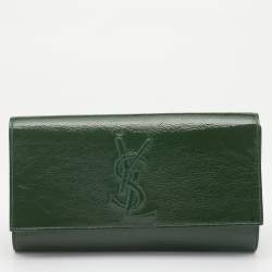 Pre Owned Yves Saint Laurent Dark Green Patent Leather Belle De Jour Clutch