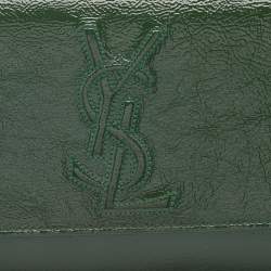 Pre Owned Yves Saint Laurent Dark Green Patent Leather Belle De Jour Clutch