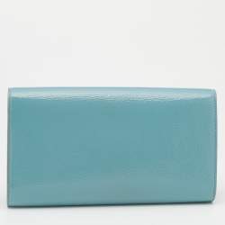 Pre Owned Yves Saint Laurent Turquoise Patent Leather Belle De Jour Flap Clutch