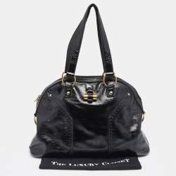 Pre Owned Yves Saint Laurent Black Patent Leather Large Muse Satchel