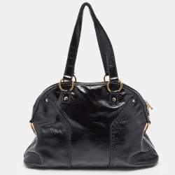 Pre Owned Yves Saint Laurent Black Patent Leather Large Muse Satchel