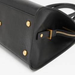 Pre Owned Yves Saint Laurent Black Leather Medium Y Cabas Chyc Tote