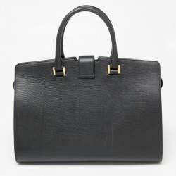 Pre Owned Yves Saint Laurent Black Leather Medium Y Cabas Chyc Tote