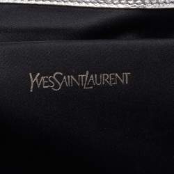 Pre Owned Yves Saint Laurent Metallic Silver Leather Belle De Jour Flap Clutch