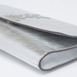 Pre Owned Yves Saint Laurent Metallic Silver Leather Belle De Jour Flap Clutch