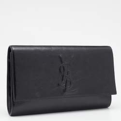 Pre Owned Yves Saint Laurent Black Patent Leather Belle De Jour Flap Clutch