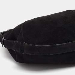 Pre Owned Yves Saint Laurent Black Suede Mombasa Horn Hobo