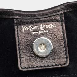 Pre Owned Yves Saint Laurent Black Suede Mombasa Horn Hobo
