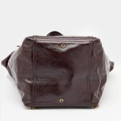 Pre Owned Yves Saint Laurent Dark Brown Patent Leather Large Downtown Tote