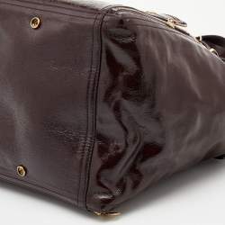 Pre Owned Yves Saint Laurent Dark Brown Patent Leather Large Downtown Tote