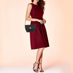 Pre Owned حقيبة كتف إيف سان لوران قماش أسود