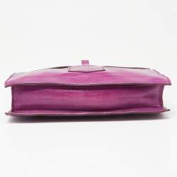 Pre Owned Yves Saint Laurent Purple Eel Leather Envelope Flap Clutch