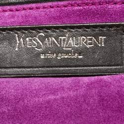 Pre Owned Yves Saint Laurent Purple Eel Leather Envelope Flap Clutch