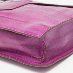 Pre Owned Yves Saint Laurent Purple Eel Leather Envelope Flap Clutch