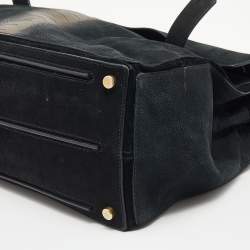 Yves Saint Laurent Black/Gold Leather And Suede Large Muse Two Top Handle Bag