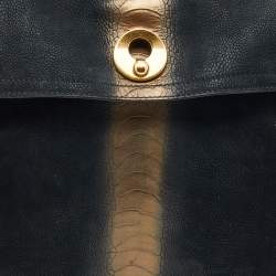 Yves Saint Laurent Black/Gold Leather And Suede Large Muse Two Top Handle Bag