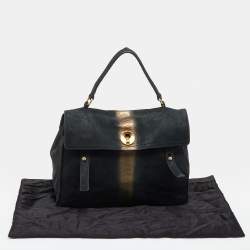 Yves Saint Laurent Black/Gold Leather And Suede Large Muse Two Top Handle Bag