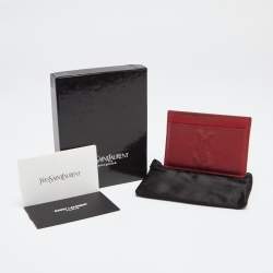 Pre Owned Yves Saint Laurent Red Leather Card Holder