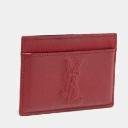 Pre Owned Yves Saint Laurent Red Leather Card Holder