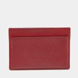 Pre Owned Yves Saint Laurent Red Leather Card Holder