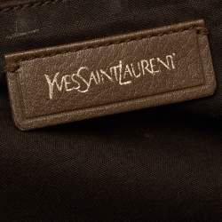 Pre Owned Yves Saint Laurent Gold/Black Perforated Leather Large Y Cabas Chyc Tote