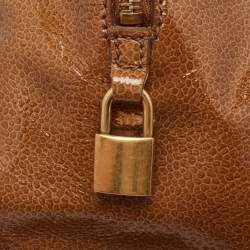 Pre Owned Yves Saint Laurent Brown Pebbled Patent Leather Majorelle Satchel
