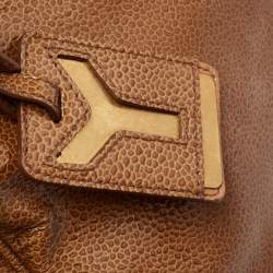 Pre Owned Yves Saint Laurent Brown Pebbled Patent Leather Majorelle Satchel