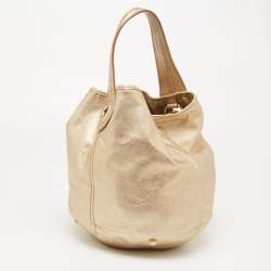 Pre Owned حقيبة هوبو إيف سان لوران جلد ذهبي