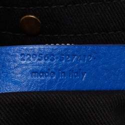 Yves Saint Laurent Blue/Black Leather and Canvas Large Muse Two Top Handle Bag