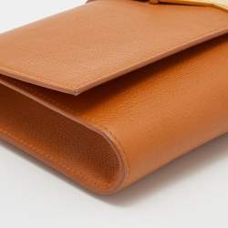 Pre Owned Yves Saint Laurent Orange Leather Y-Ligne Clutch