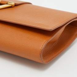 Pre Owned Yves Saint Laurent Orange Leather Y-Ligne Clutch