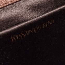 Pre Owned حقيبة كلتش إيف سان لوران شيك جلد بنية كبيرة