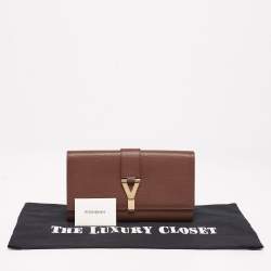 Pre Owned حقيبة كلتش إيف سان لوران شيك جلد بنية كبيرة