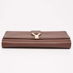 Pre Owned حقيبة كلتش إيف سان لوران شيك جلد بنية كبيرة