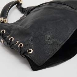 Pre Owned Yves Saint Laurent Black Leather Rive Gauche Mombasa Hobo
