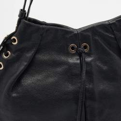 Pre Owned Yves Saint Laurent Black Leather Rive Gauche Mombasa Hobo