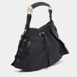 Pre Owned Yves Saint Laurent Black Leather Rive Gauche Mombasa Hobo