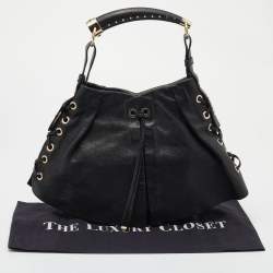 Pre Owned Yves Saint Laurent Black Leather Rive Gauche Mombasa Hobo